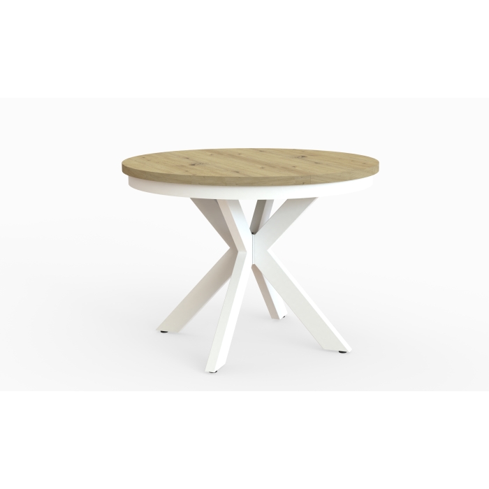 Stół okrągły rozkładany AVERO – kolor kaszmir, nowoczesny design, funkcja rozkładania do 180 cm